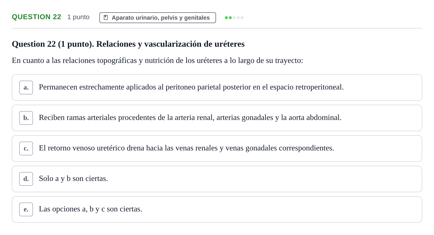 Enunciado: Question 22 · Anatomía Humana UB 2012