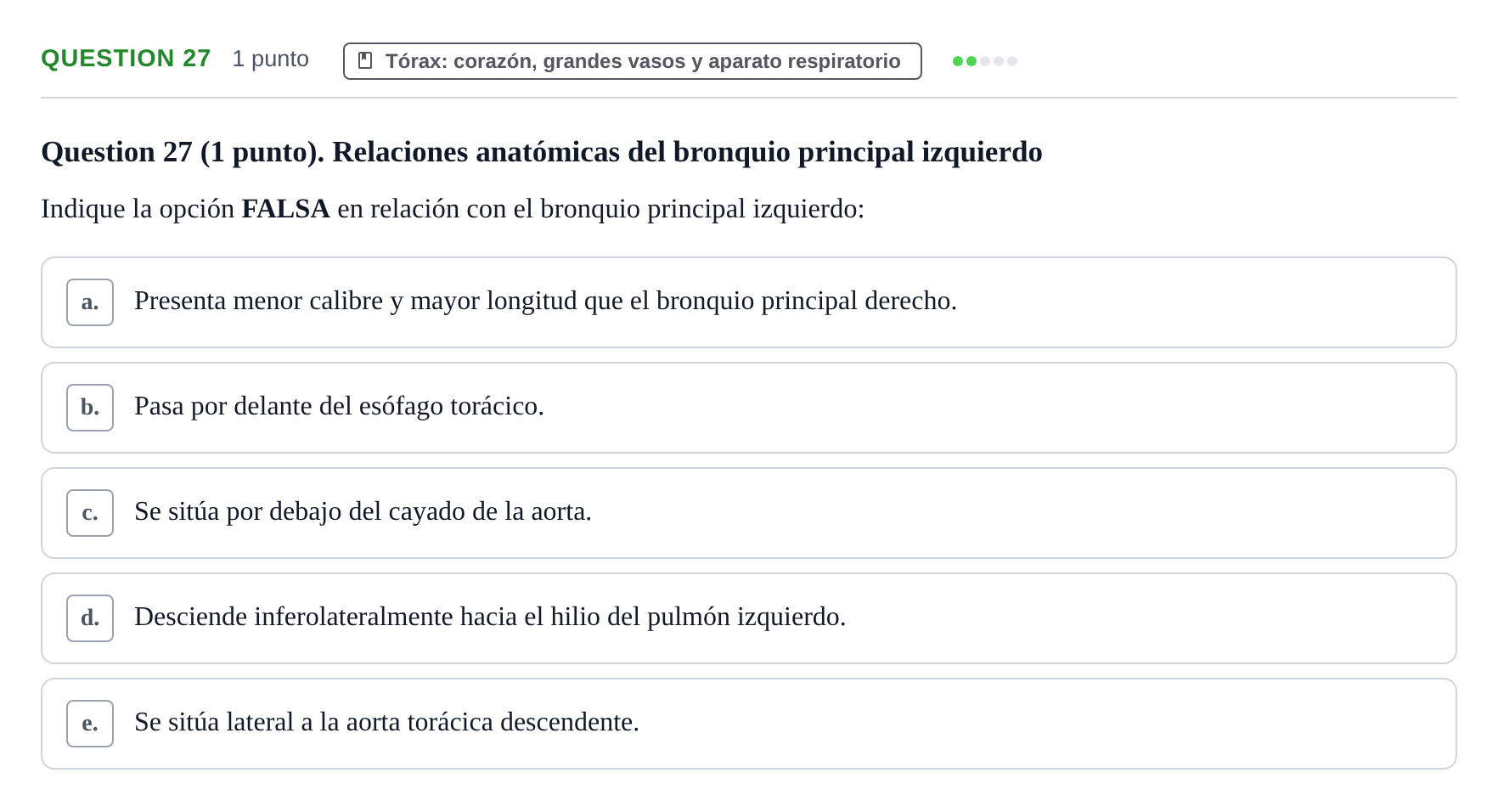 Enunciado: Question 27 · Anatomía Humana UB 2012