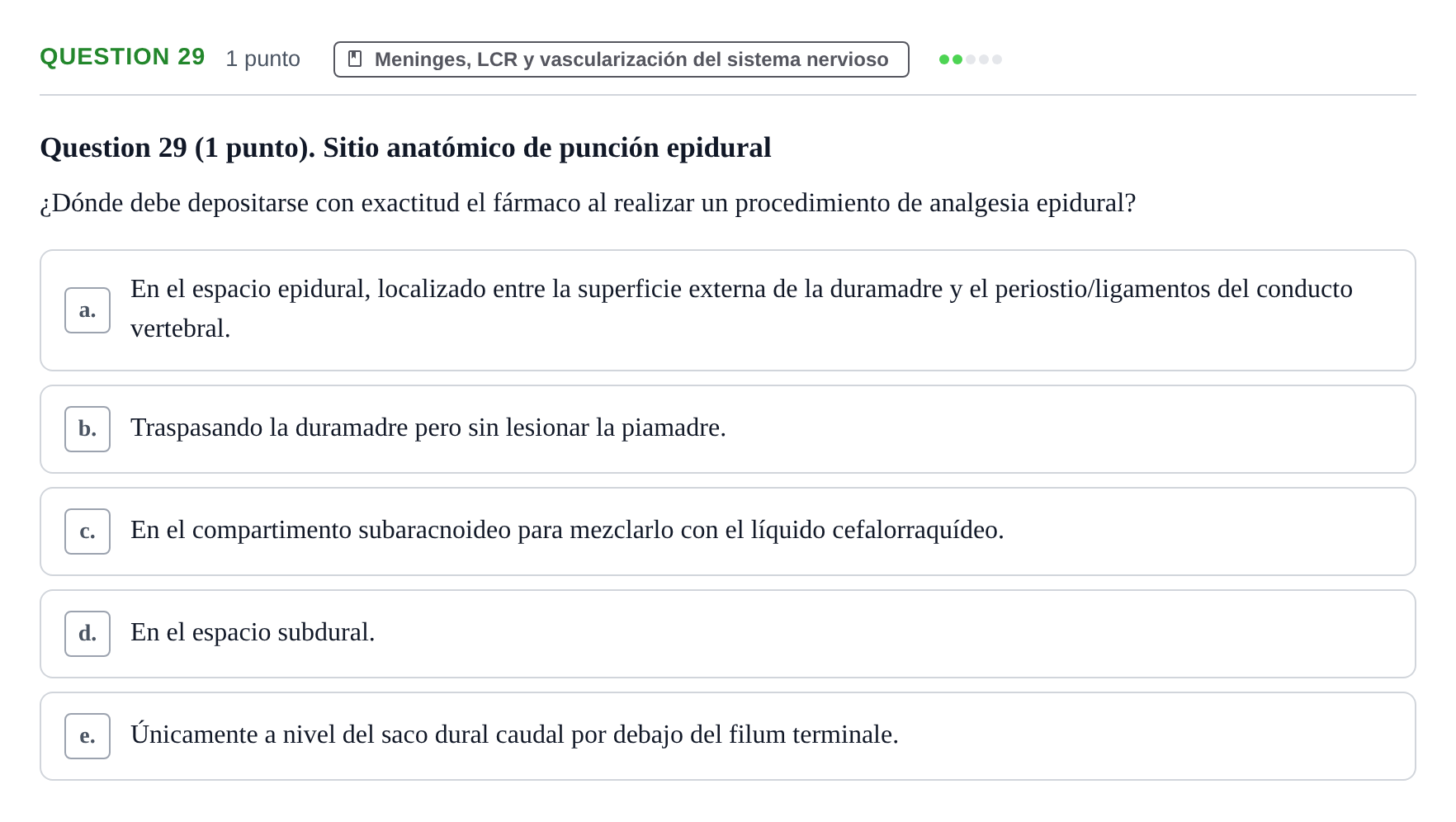 Enunciado: Question 29 · Anatomía Humana UB 2012