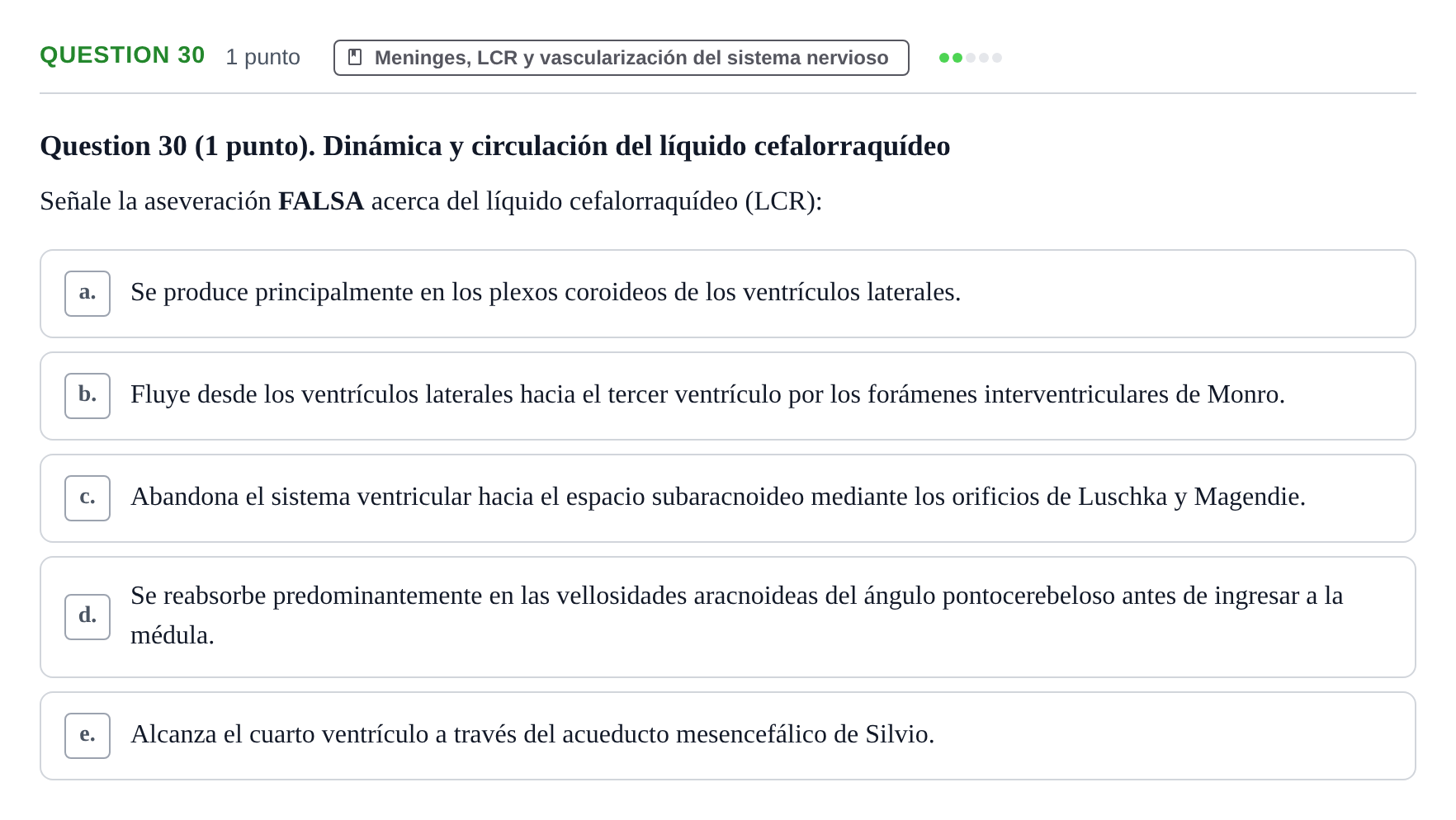 Enunciado: Question 30 · Anatomía Humana UB 2012