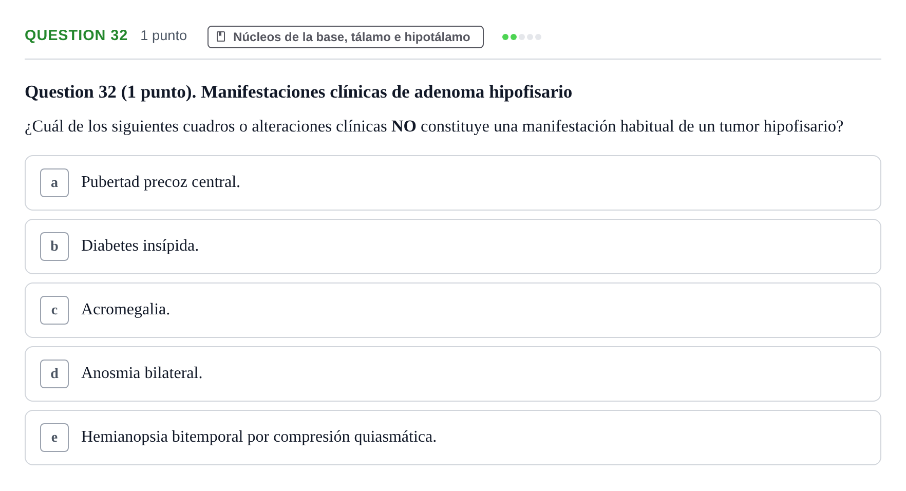 Enunciado: Question 32 · Anatomía Humana UB 2012