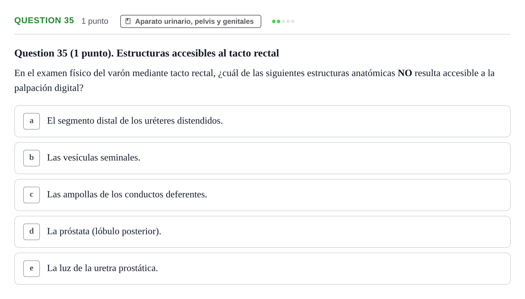 Enunciado: Question 35 · Anatomía Humana UB 2012