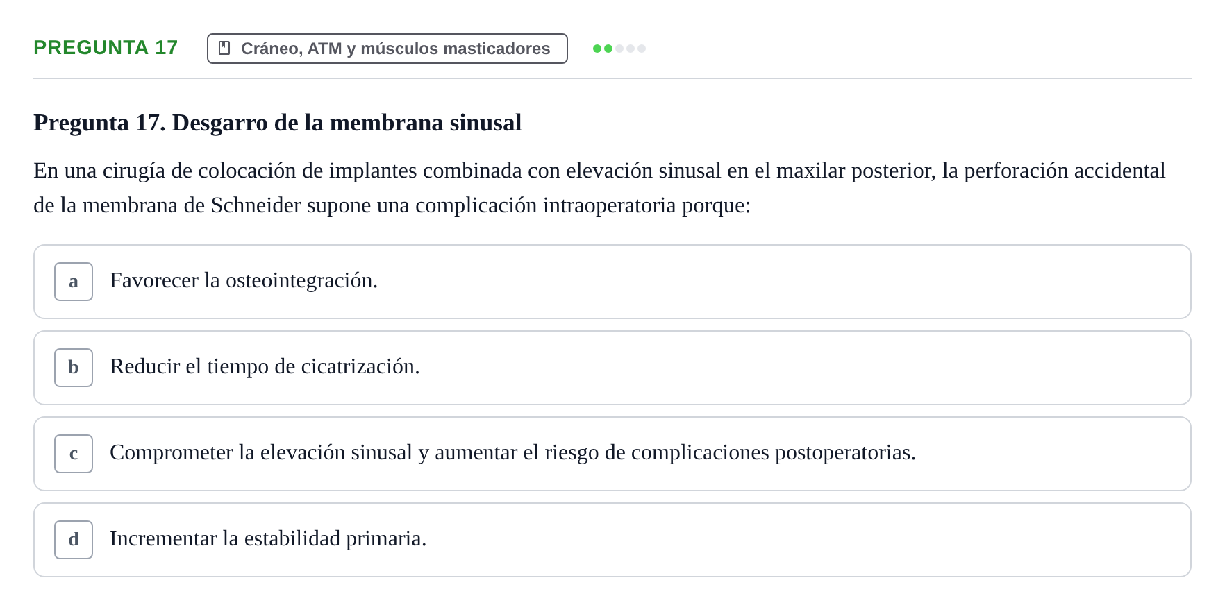 Enunciado: Pregunta 17