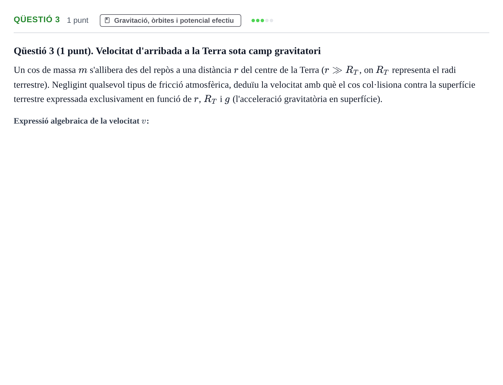 Enunciado: Ejercicio Qüestió 3 · Física I UB 2024