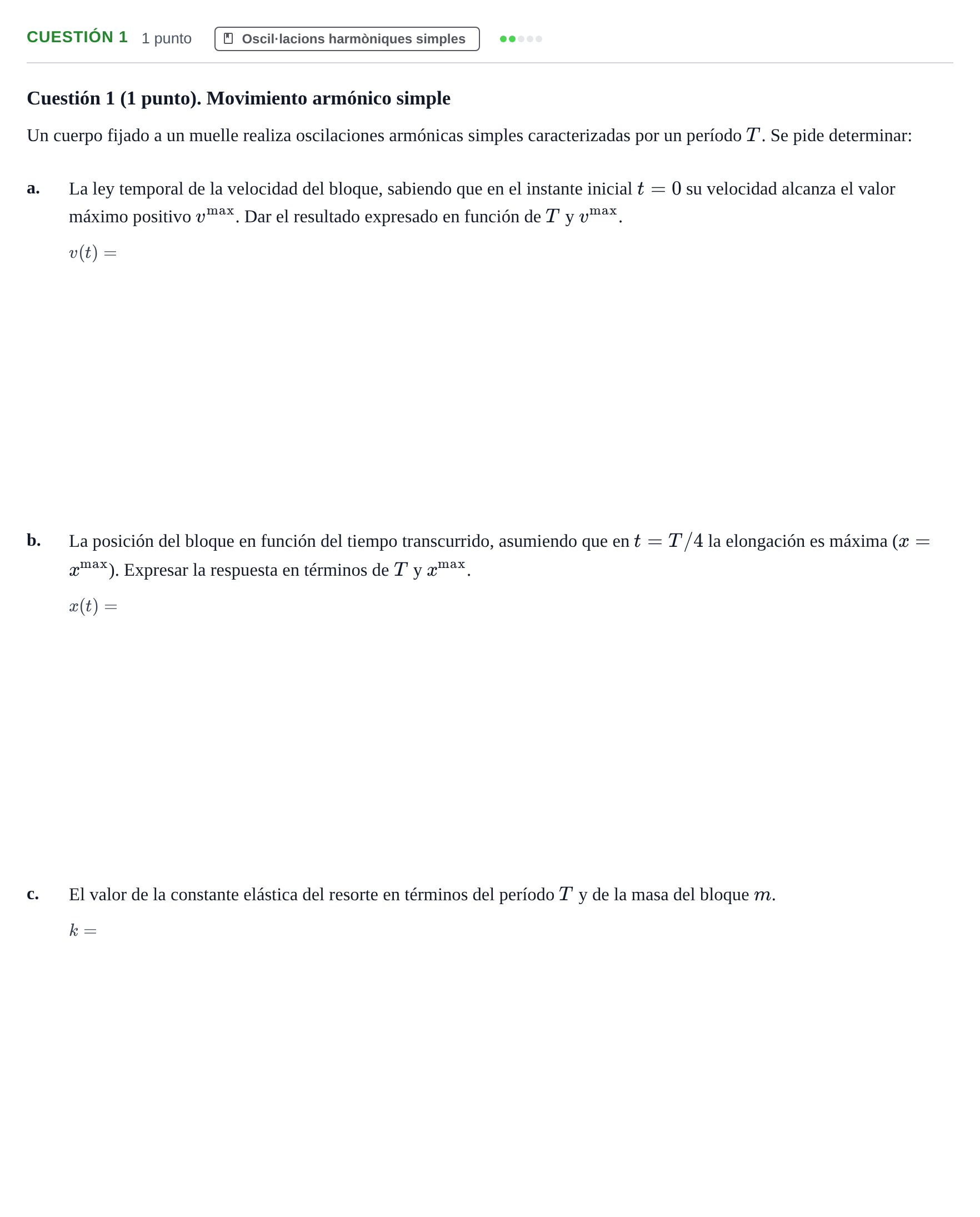 Enunciado: Cuestión 1 · Física I UB 2022