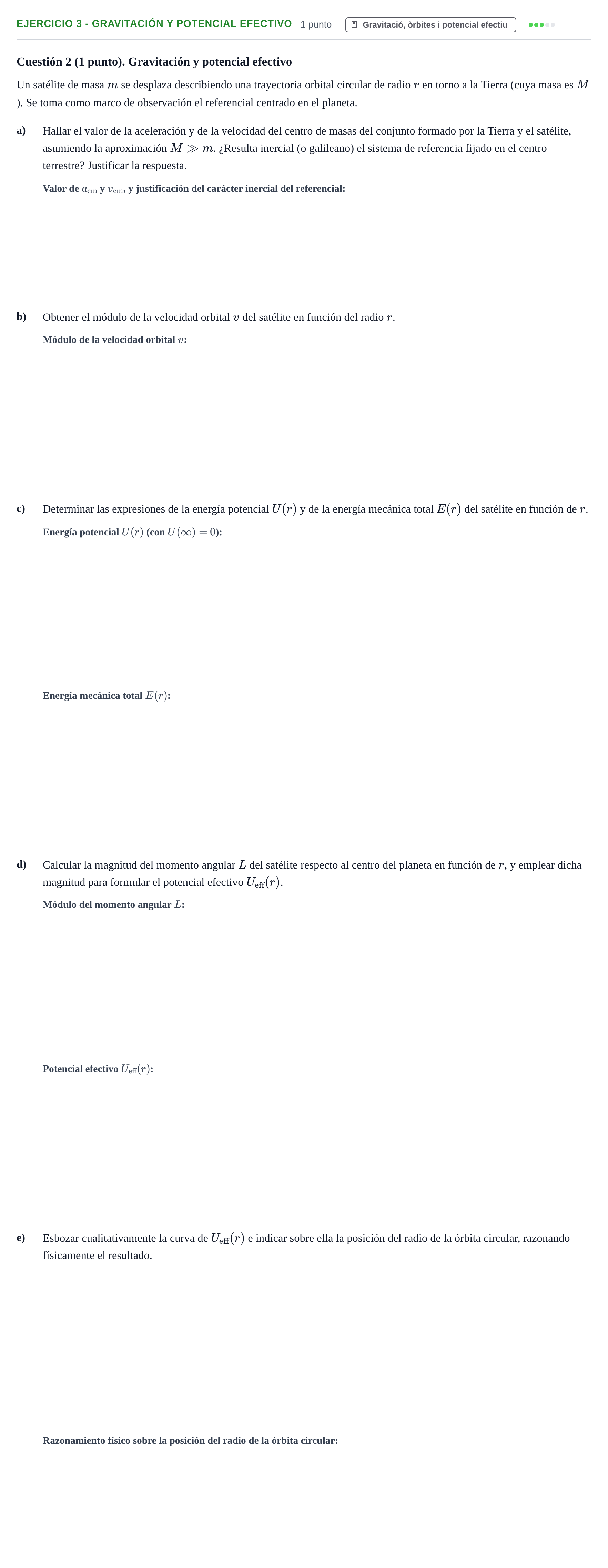 Enunciado: Ejercicio 3 - Gravitación y potencial efectivo · Física I UB 2022