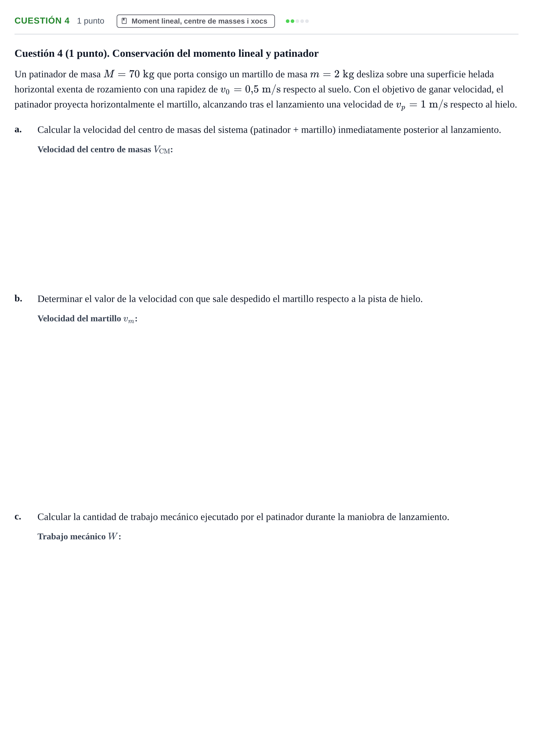 Enunciado: Cuestión 4 · Física I UB 2022