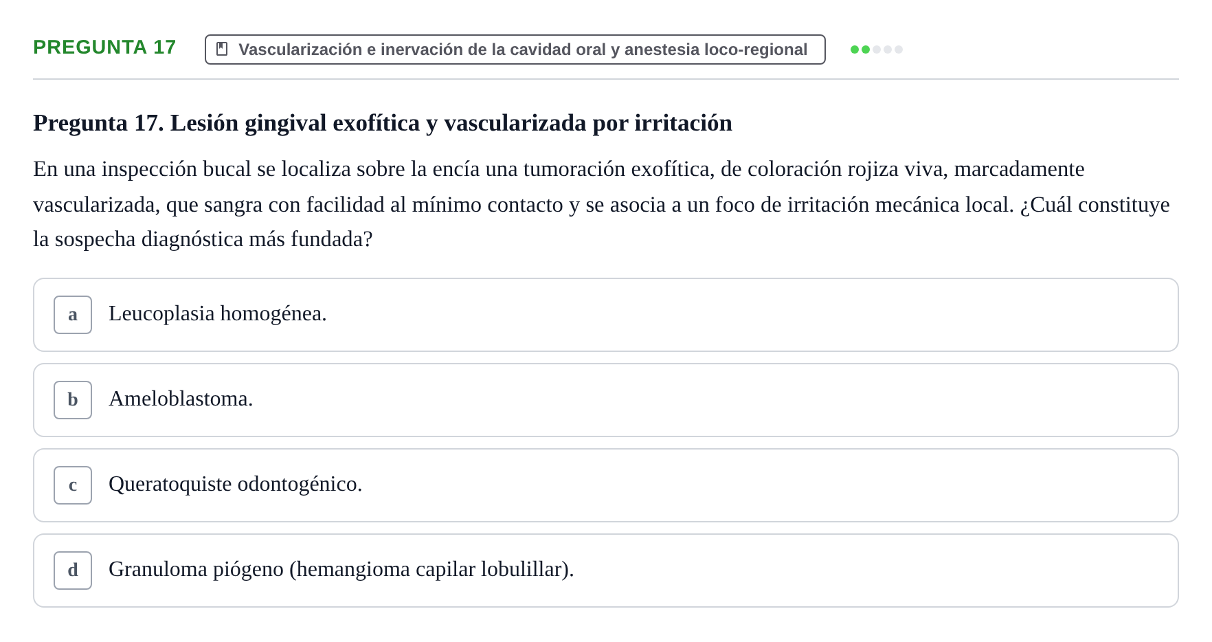 Enunciado: Pregunta 17