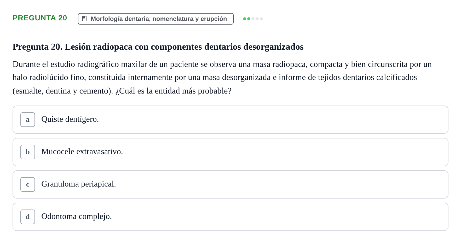 Enunciado: Pregunta 20
