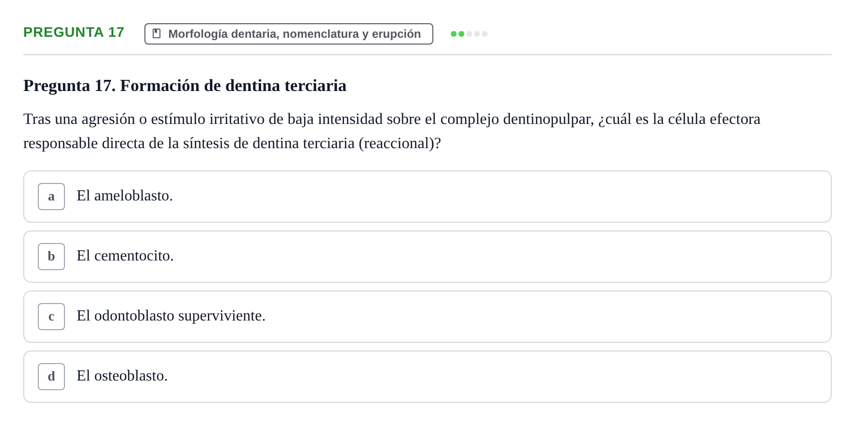 Enunciado: Pregunta 17