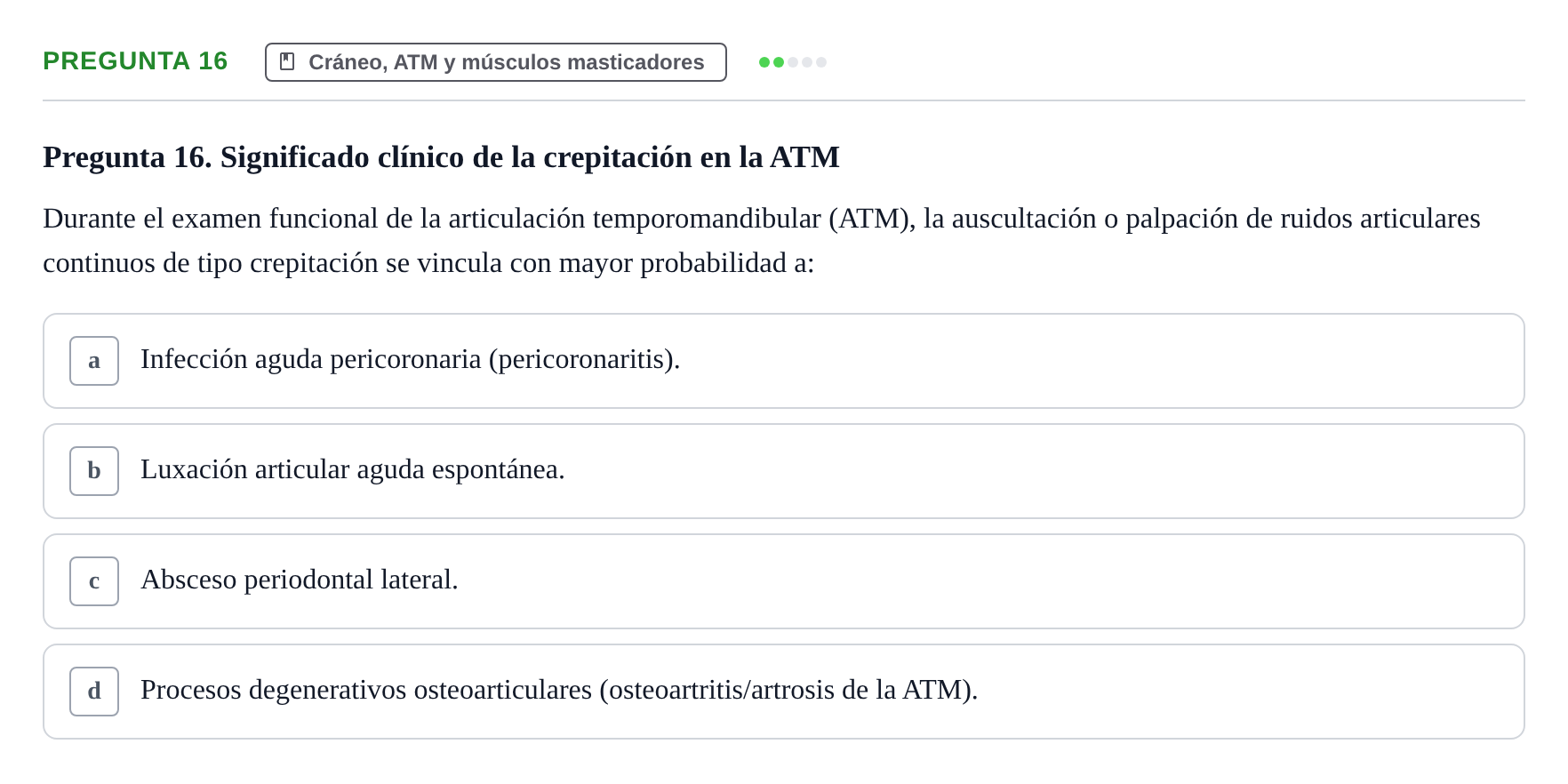 Enunciado: Pregunta 16