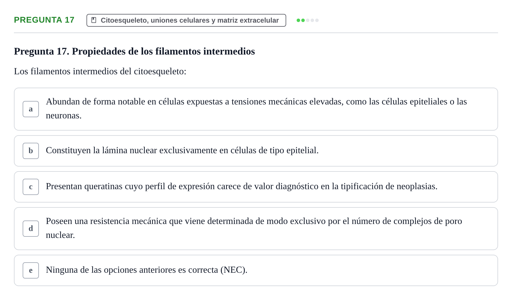 Enunciado: Pregunta 17 · Biología Celular UB 2012