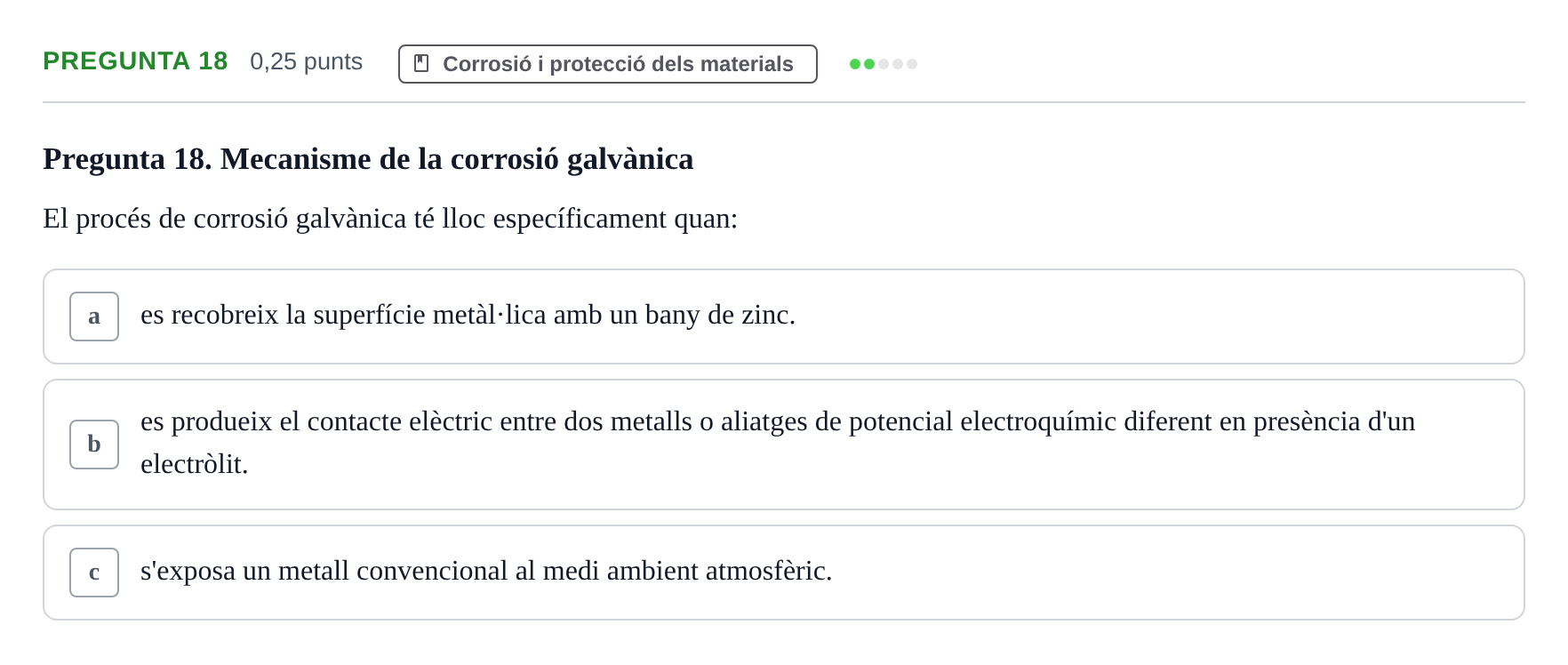 Enunciado: Pregunta 18 · Ciencia de Materiales UB 2021