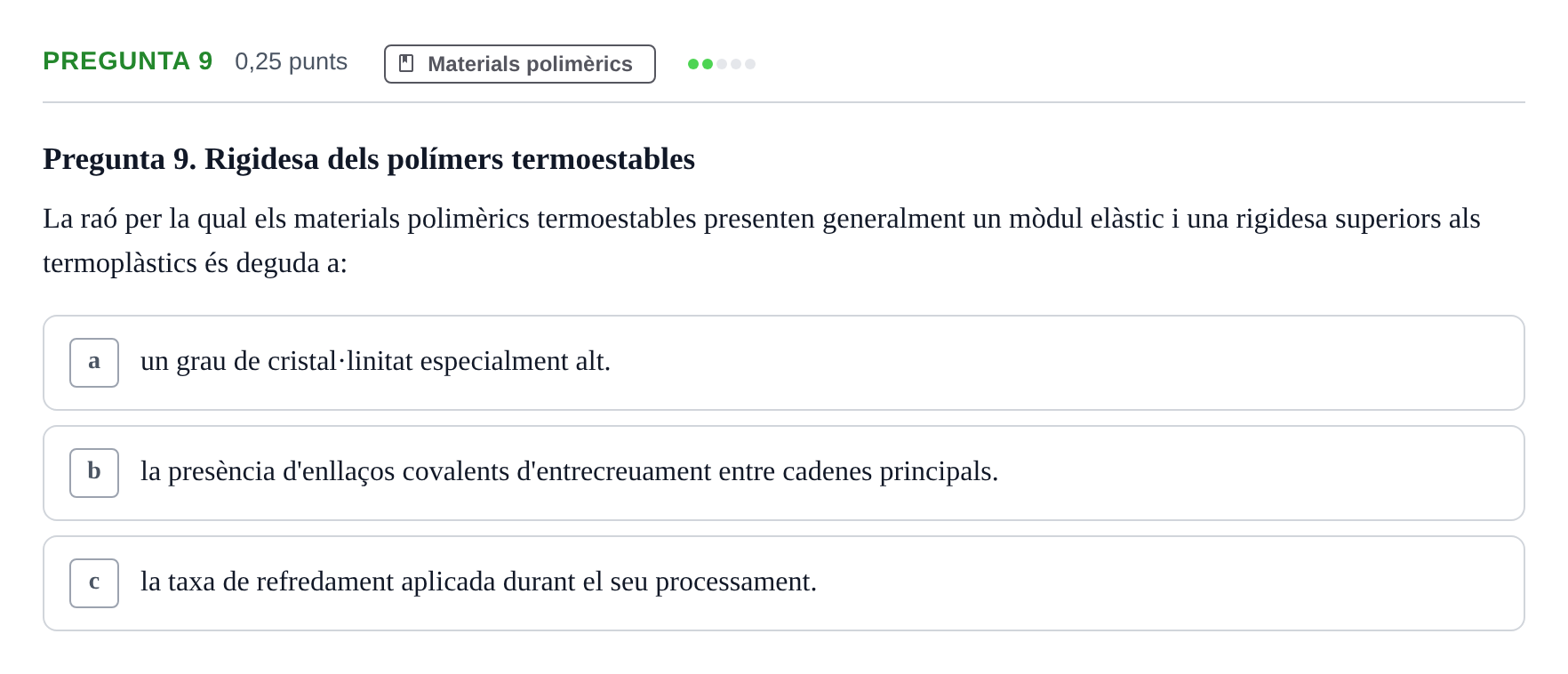 Enunciado: Pregunta 9 · Ciencia de Materiales UB 2021