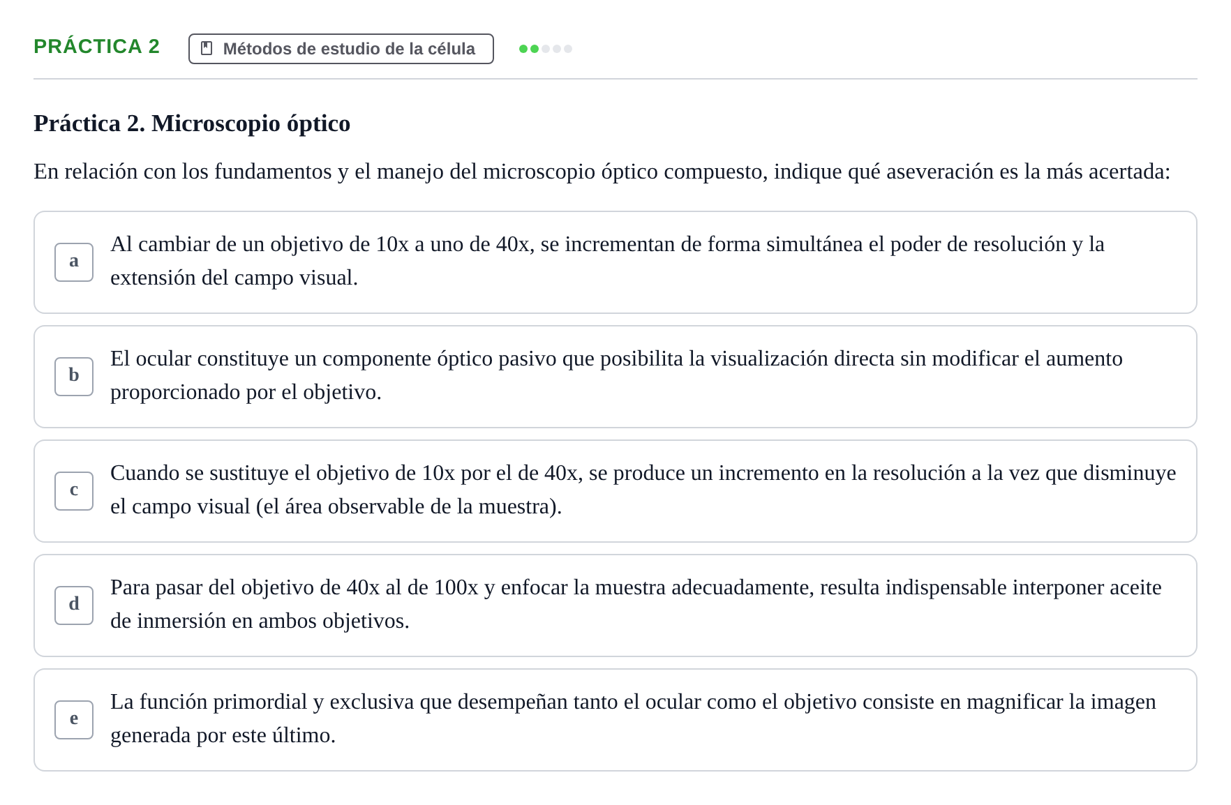 Enunciado: Ejercicio Práctica 2 · Biología Celular UB Examen de Biología Celular: Prácticas y Teoría
