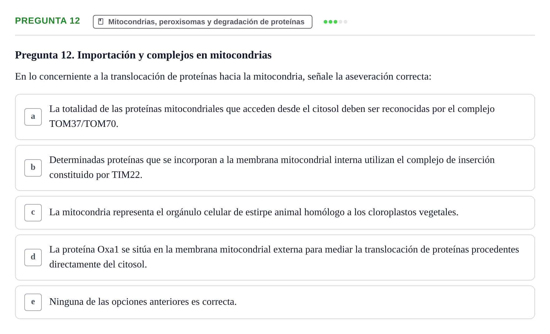 Enunciado: Pregunta 12 · Biología Celular UB Examen de Biología Celular: Prácticas y Teoría