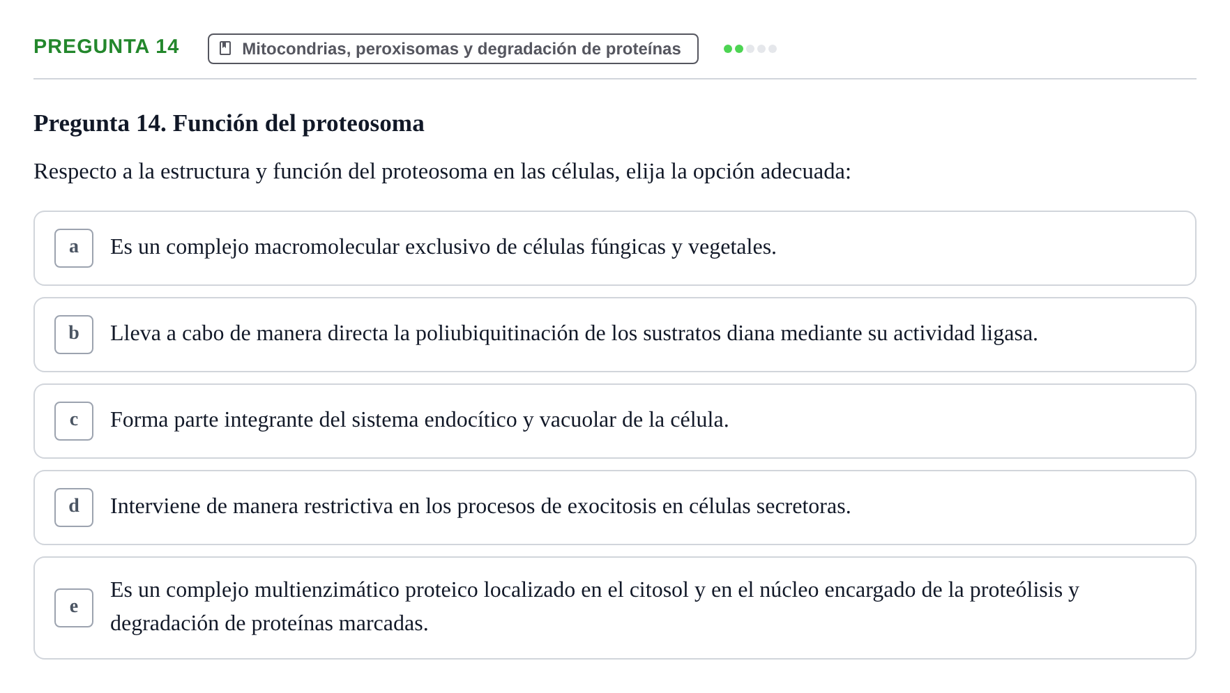 Enunciado: Pregunta 14 · Biología Celular UB Examen de Biología Celular: Prácticas y Teoría