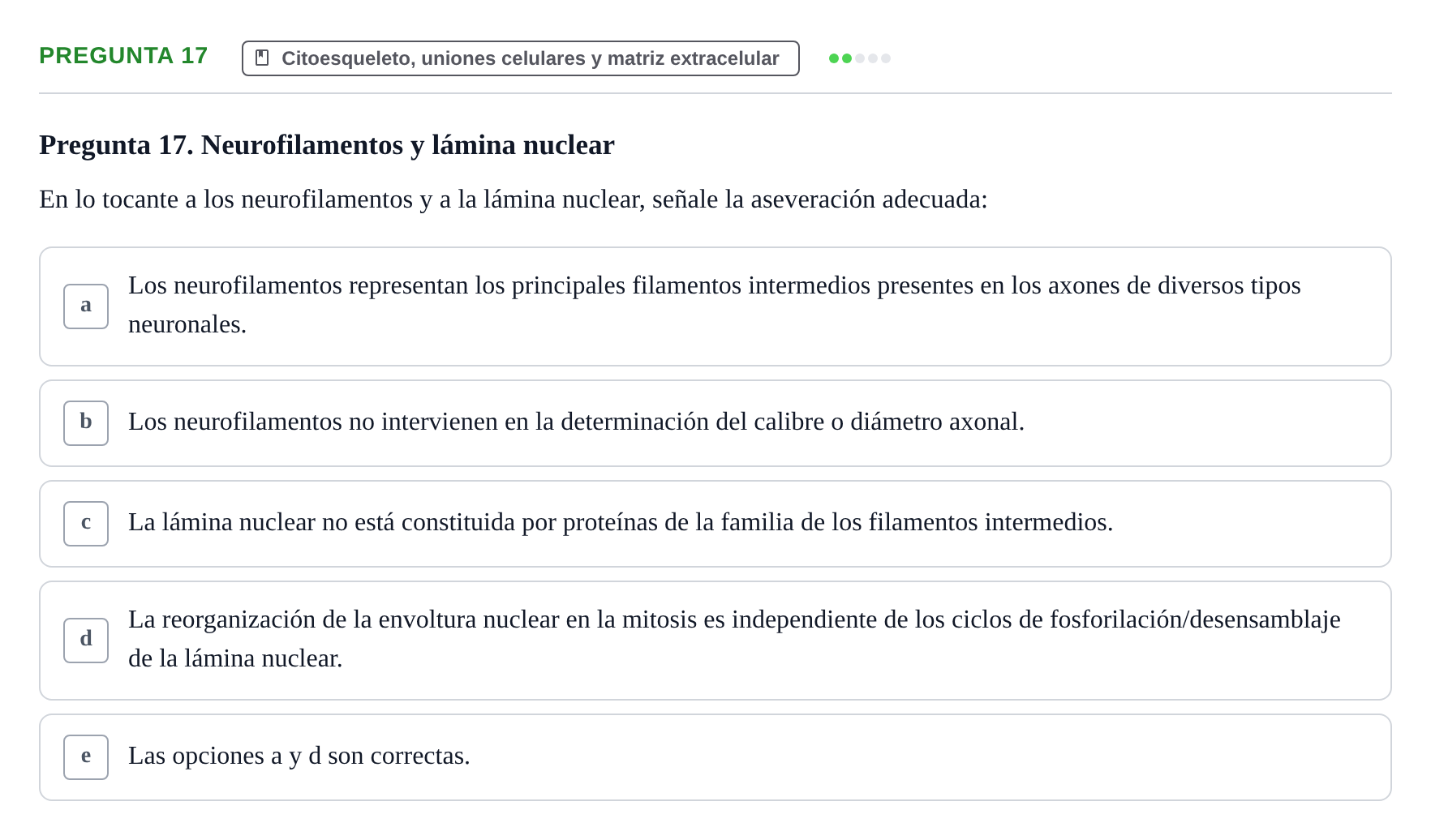 Enunciado: Pregunta 17 · Biología Celular UB Examen de Biología Celular: Prácticas y Teoría