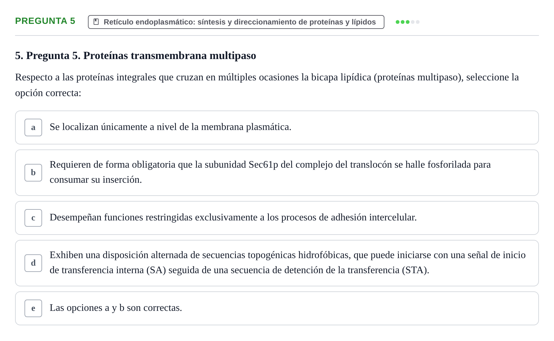 Enunciado: Pregunta 5 · Biología Celular UB Examen de Biología Celular: Prácticas y Teoría