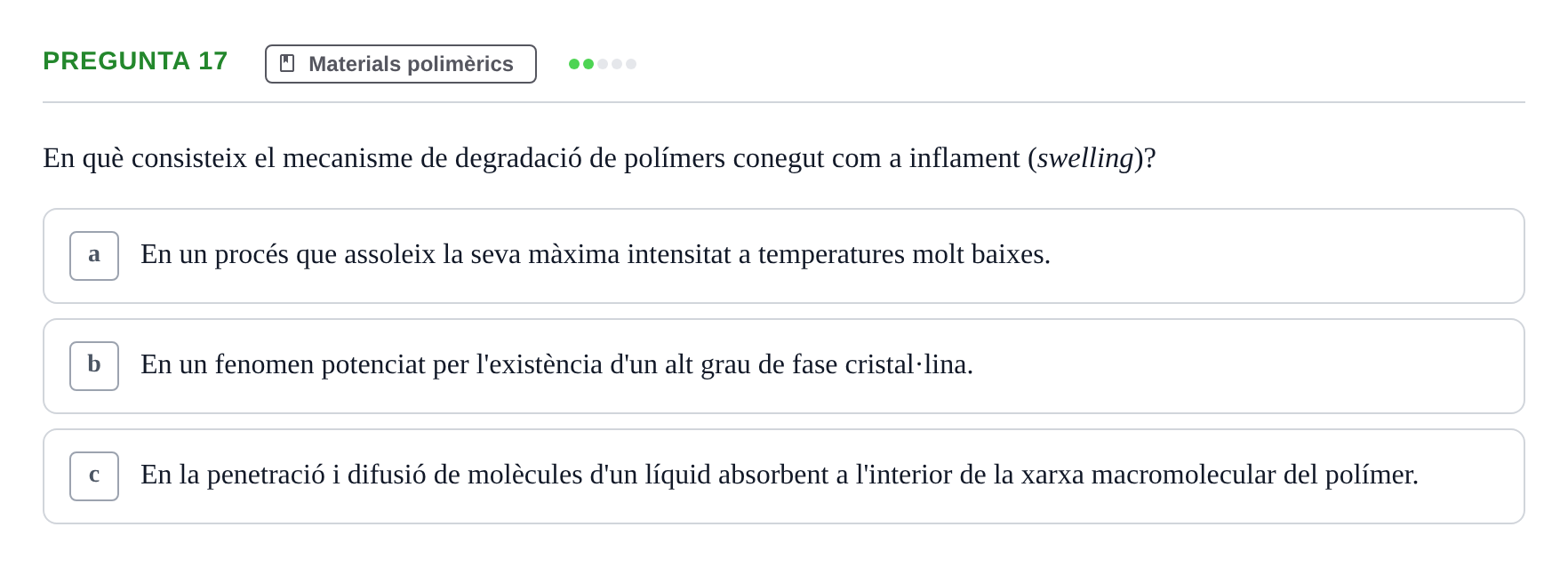 Enunciado: Pregunta 17 · Ciencia de Materiales UB 2018