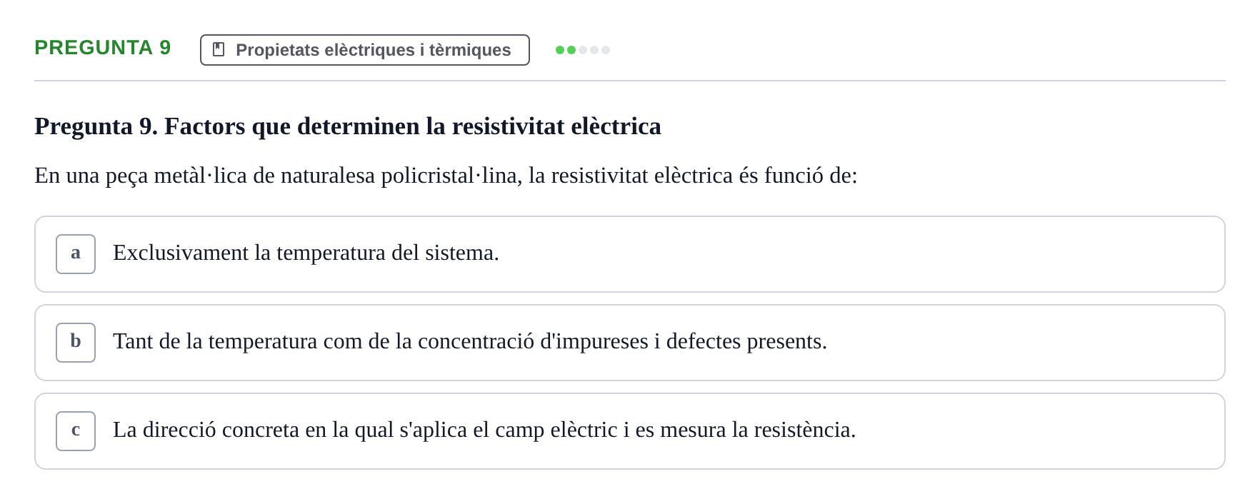 Enunciado: Pregunta 9 · Ciencia de Materiales UB 2018