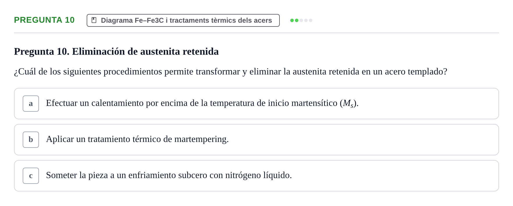 Enunciado: Pregunta 10 · Ciencia de Materiales UB 2019