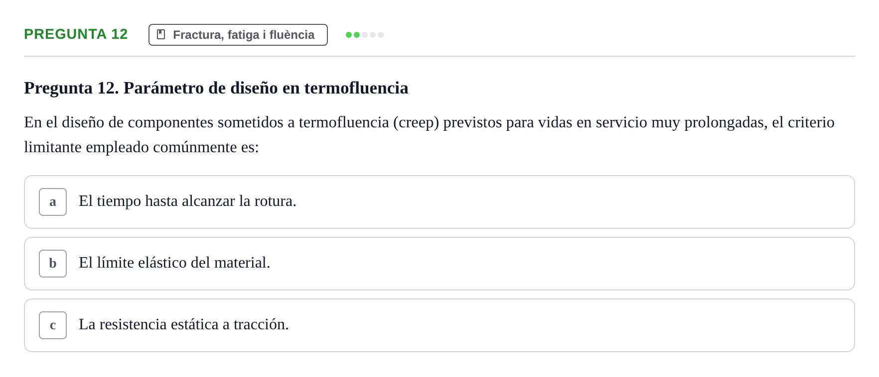 Enunciado: Pregunta 12 · Ciencia de Materiales UB 2019