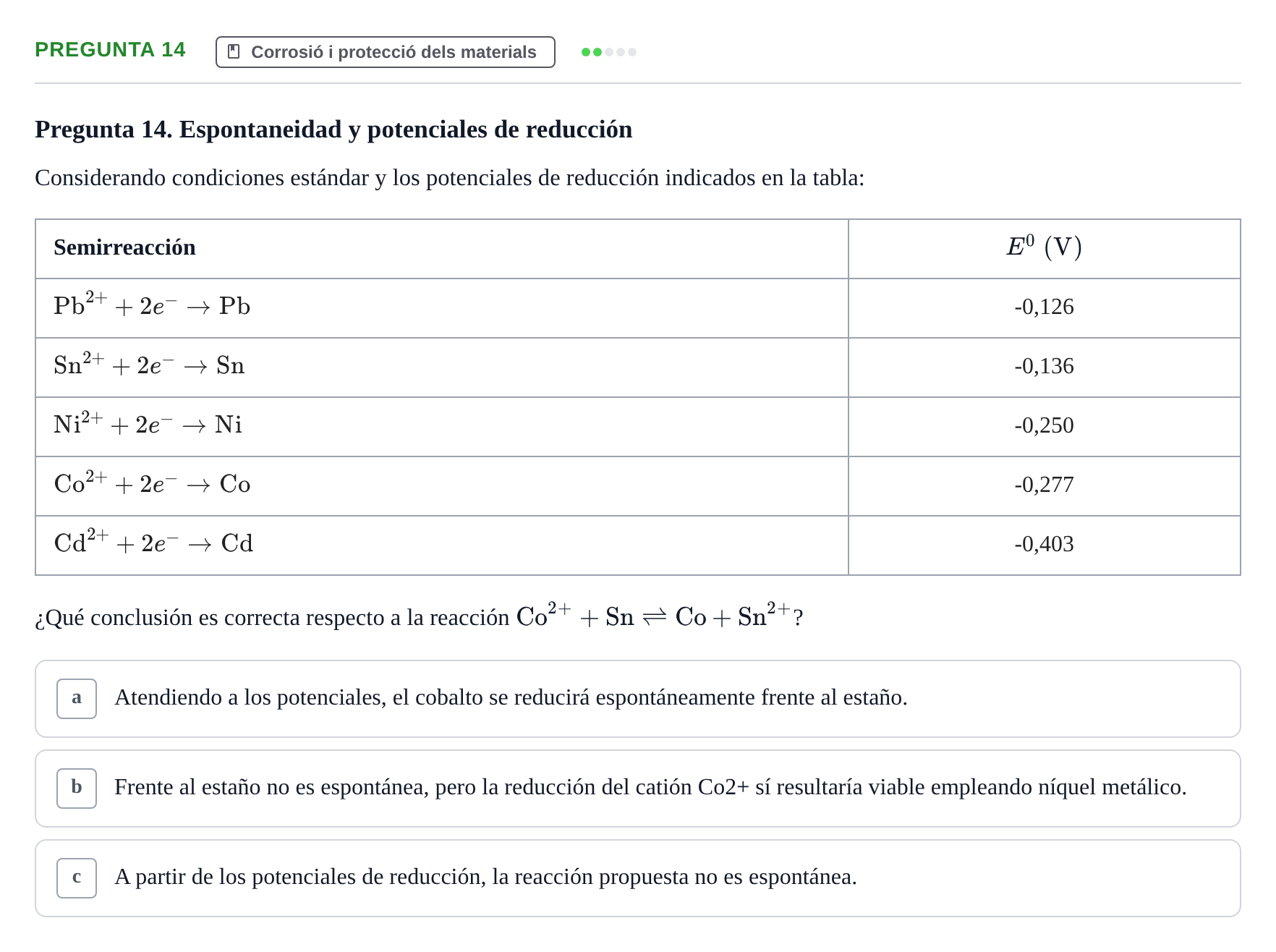 Enunciado: Pregunta 14 · Ciencia de Materiales UB 2019