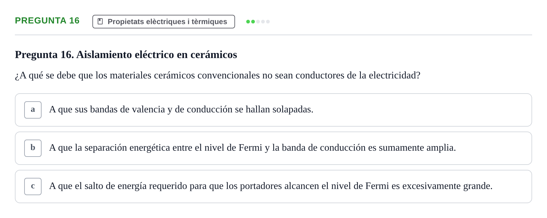 Enunciado: Pregunta 16 · Ciencia de Materiales UB 2019