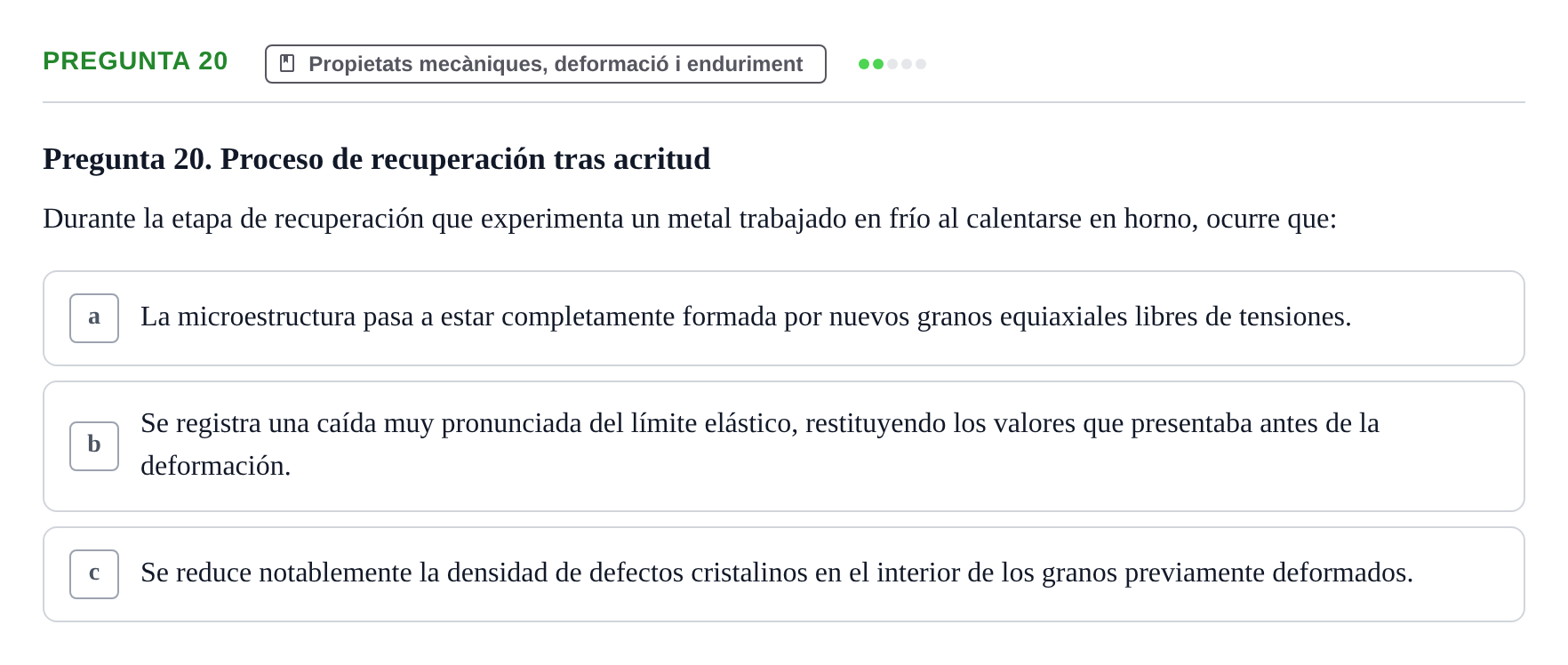 Enunciado: Pregunta 20 · Ciencia de Materiales UB 2019