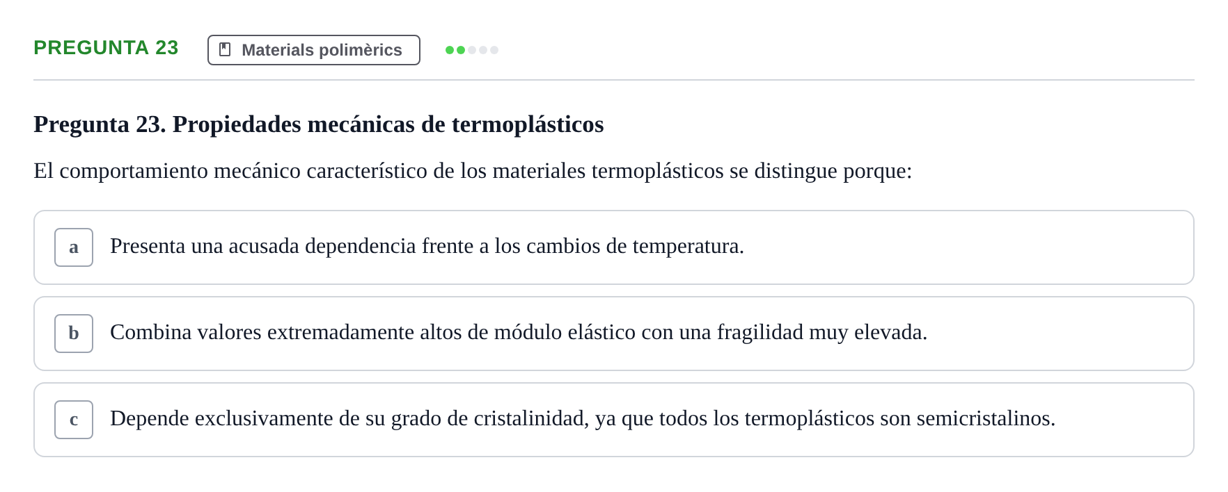 Enunciado: Pregunta 23 · Ciencia de Materiales UB 2019
