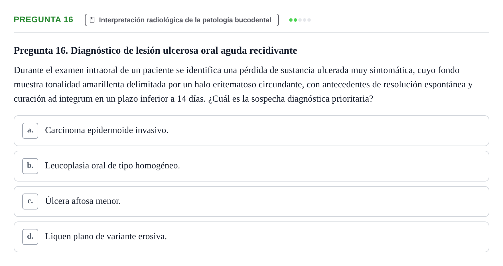 Enunciado: Pregunta 16