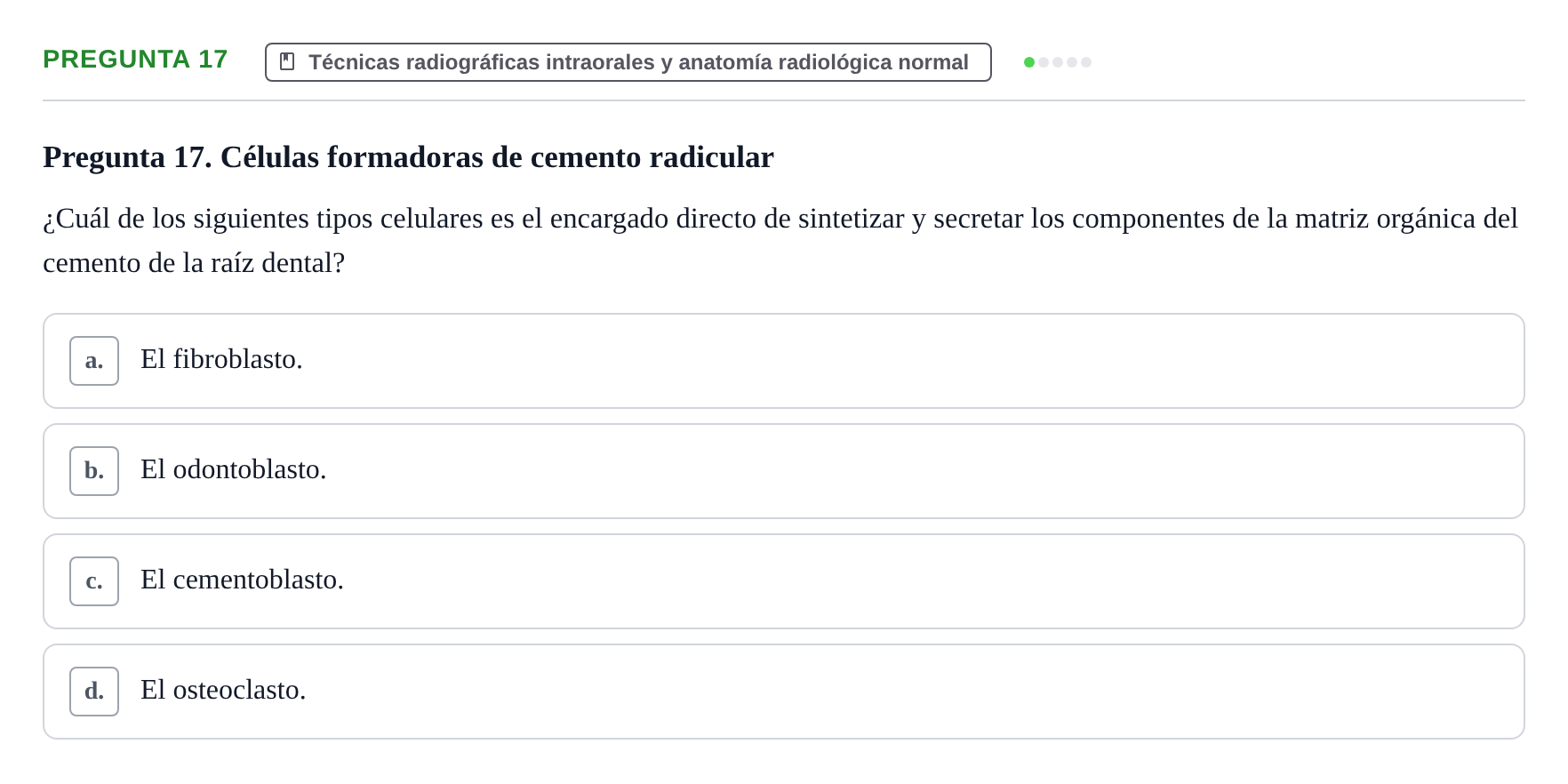 Enunciado: Pregunta 17