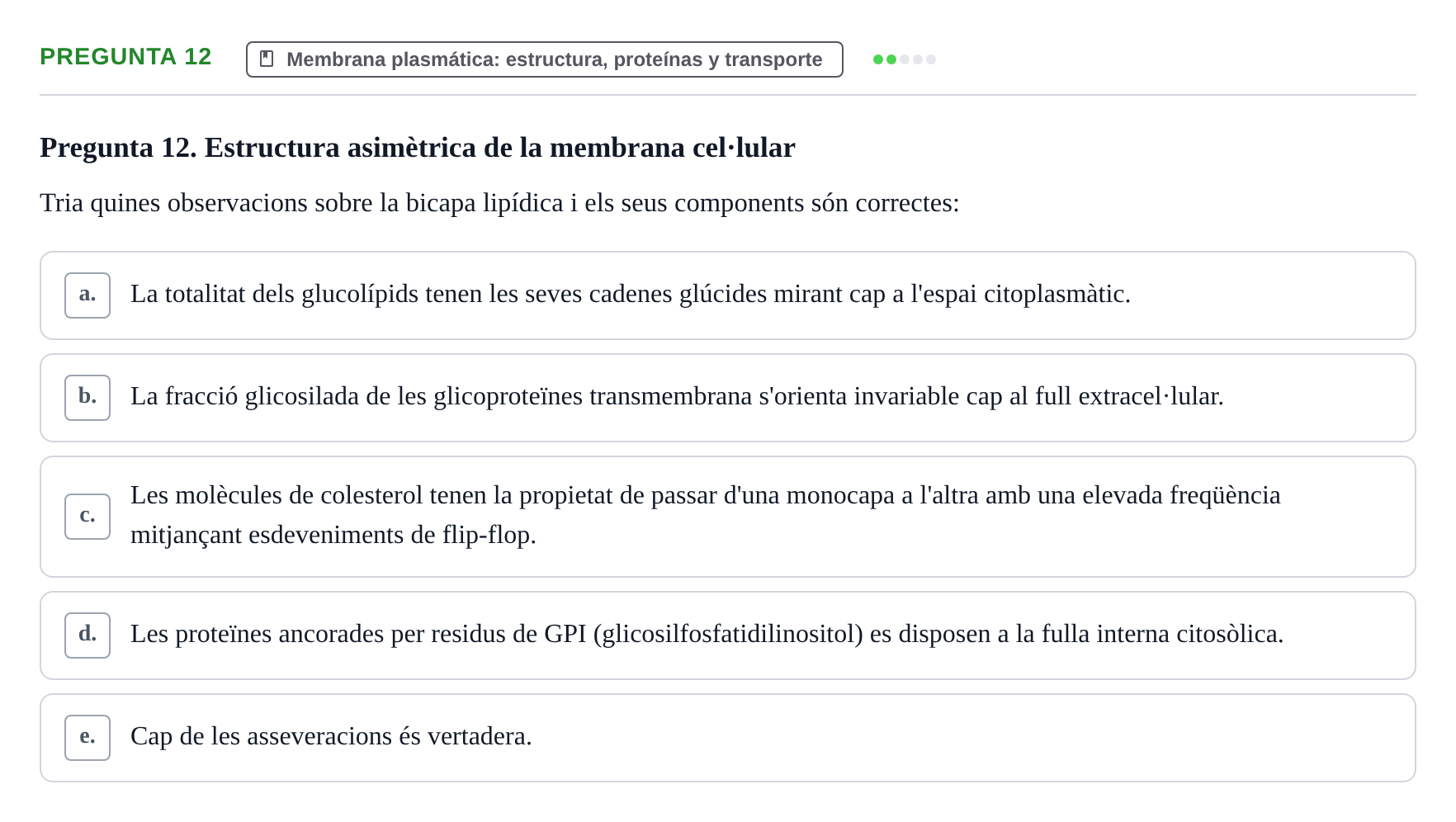 Enunciado: Pregunta 12 · Biología Celular UB 2001
