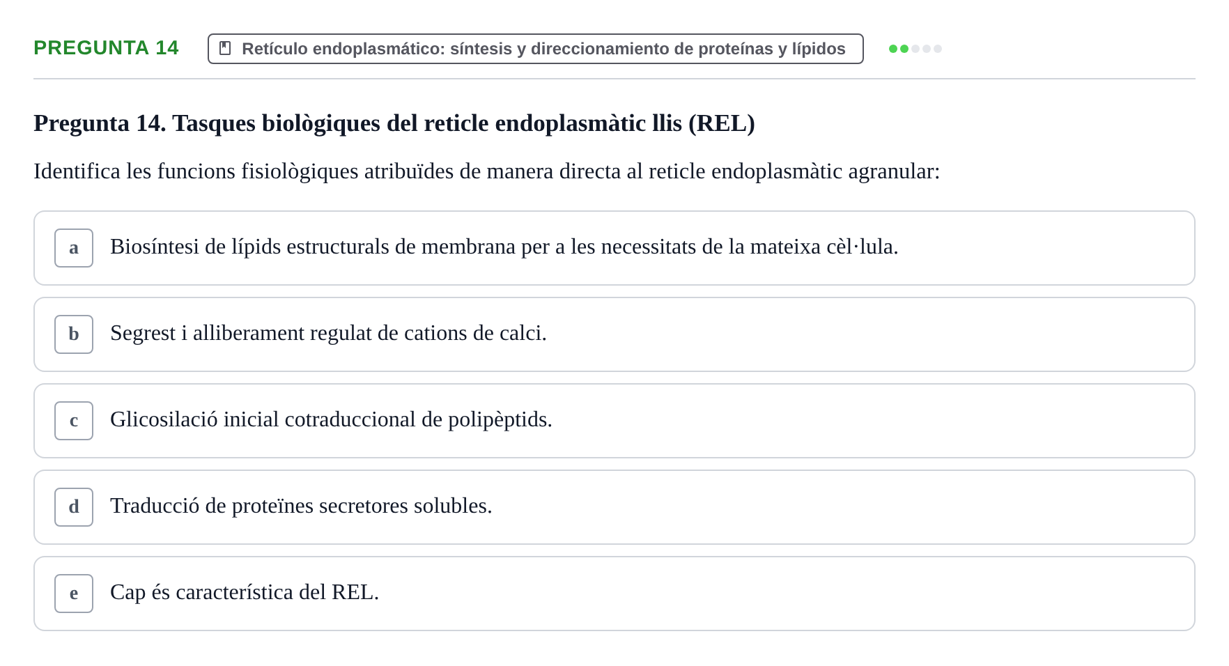Enunciado: Pregunta 14 · Biología Celular UB 2001