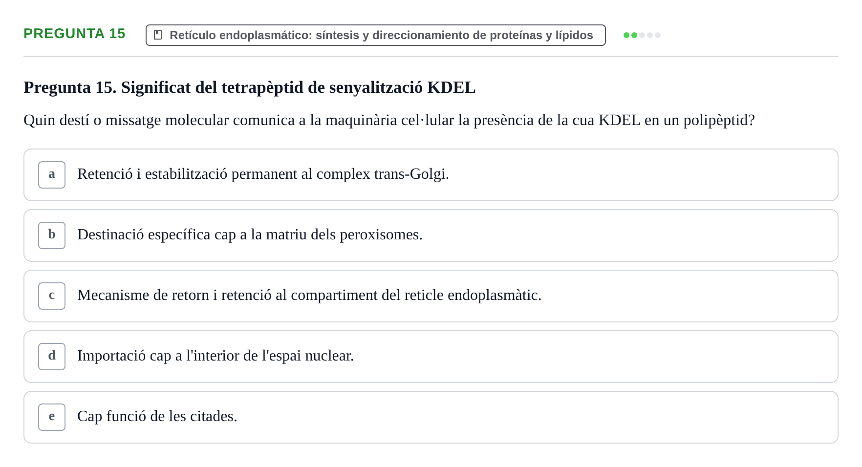 Enunciado: Pregunta 15 · Biología Celular UB 2001