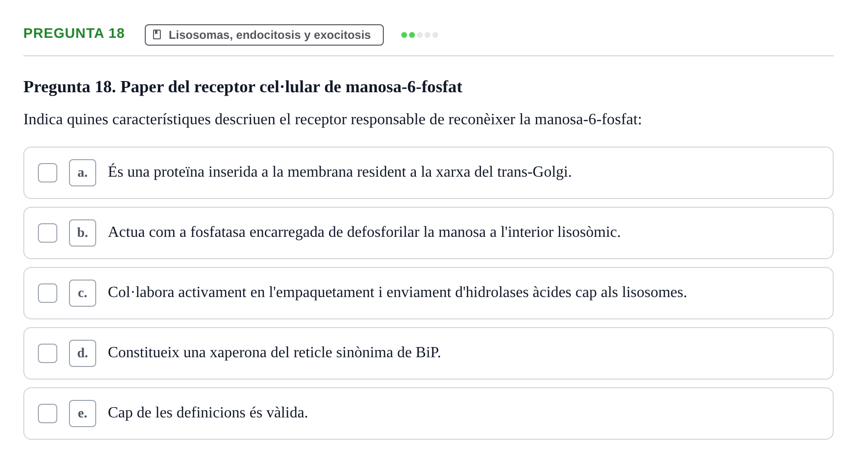 Enunciado: Pregunta 18 · Biología Celular UB 2001