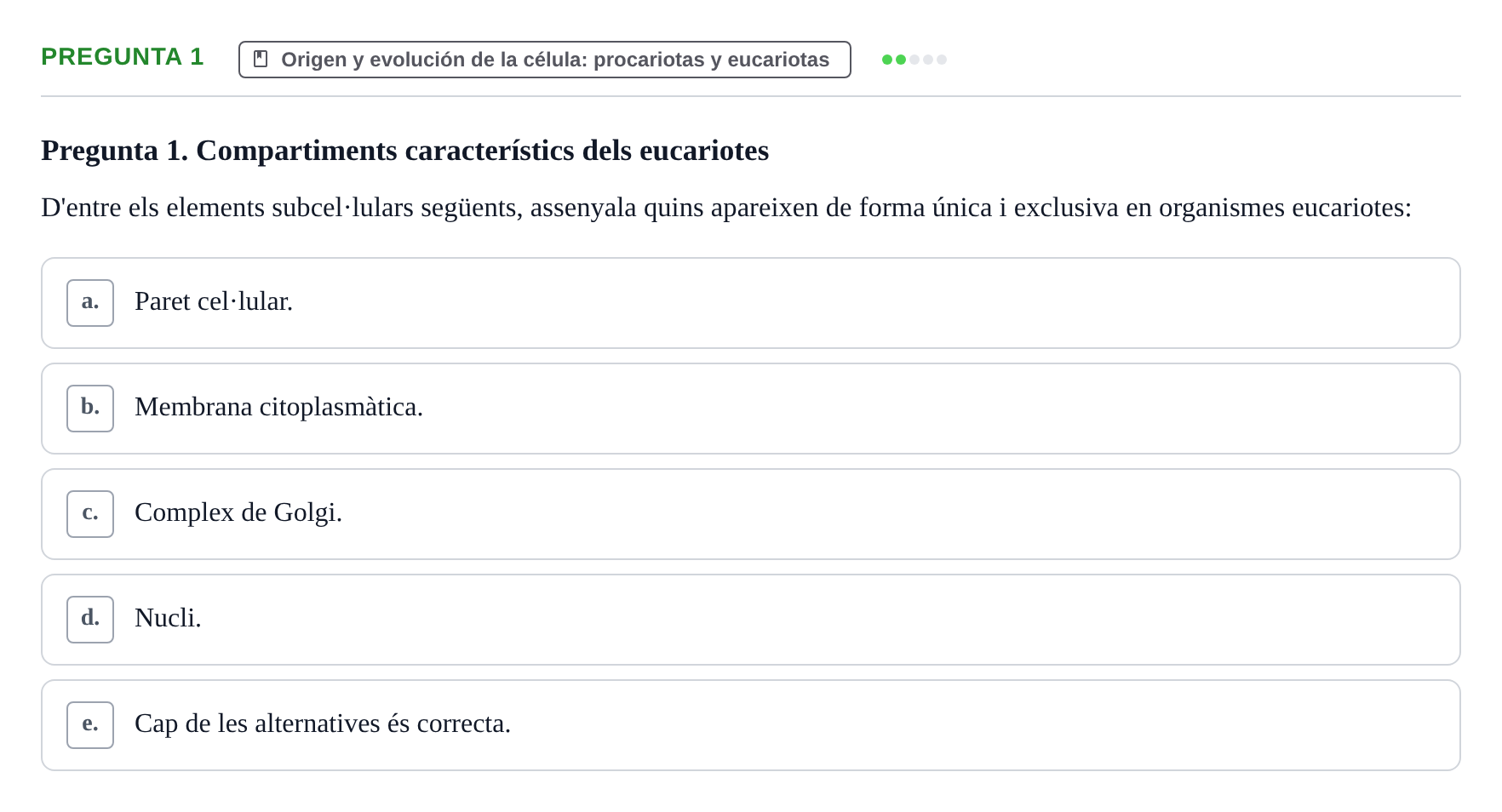 Enunciado: Pregunta 1 · Biología Celular UB 2001