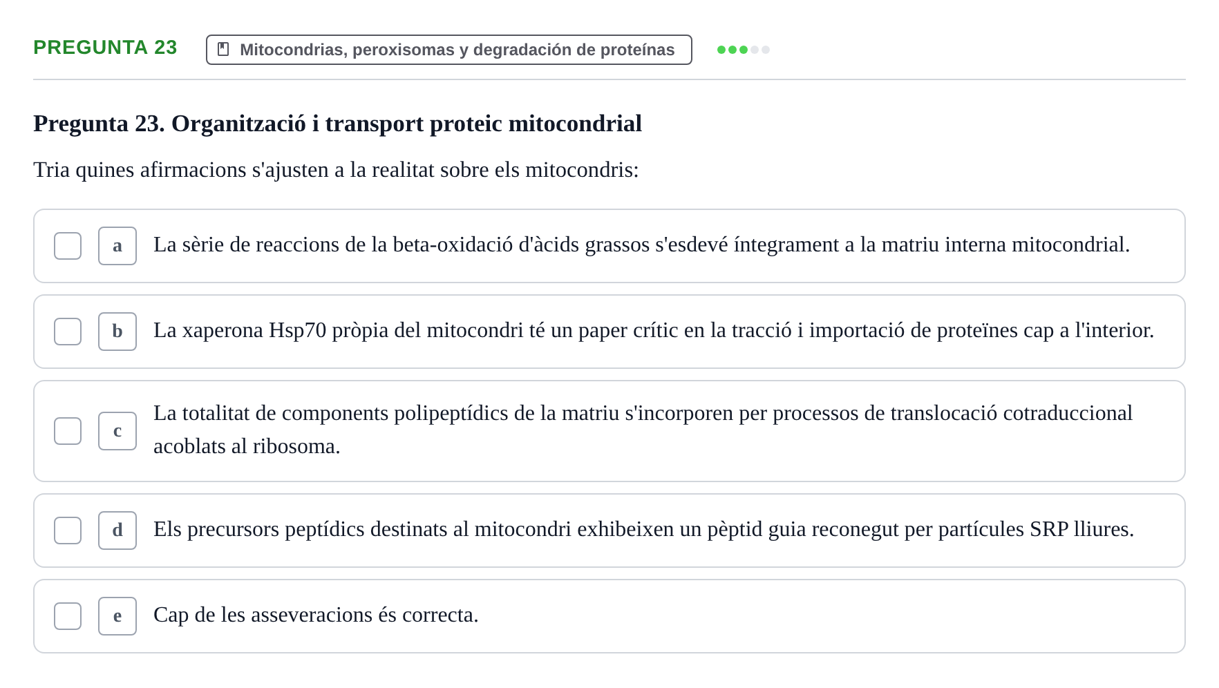 Enunciado: Pregunta 23 · Biología Celular UB 2001