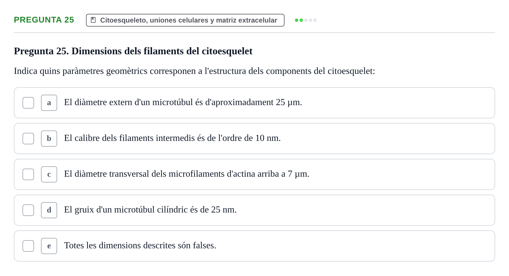 Enunciado: Pregunta 25 · Biología Celular UB 2001