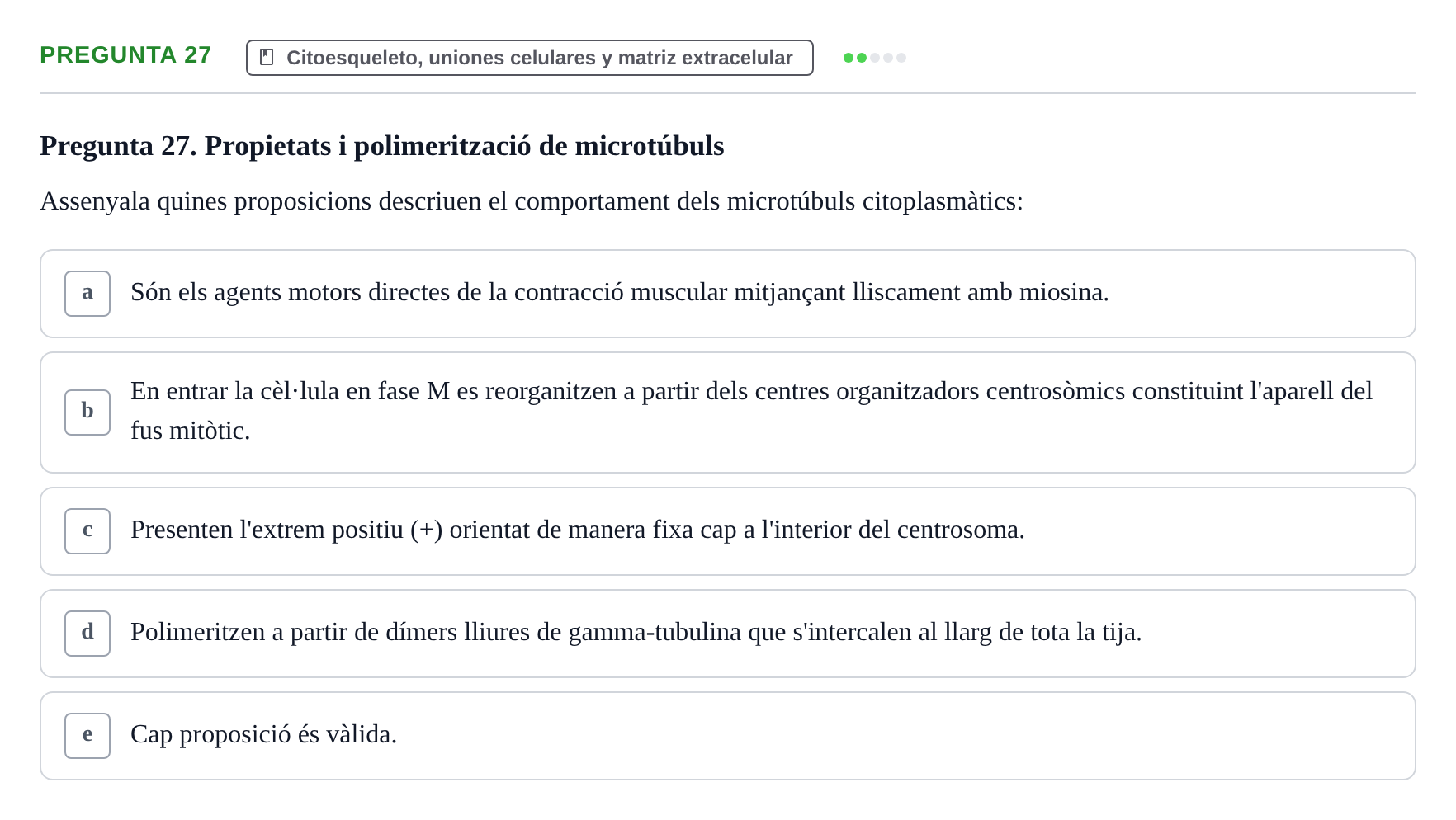 Enunciado: Pregunta 27 · Biología Celular UB 2001