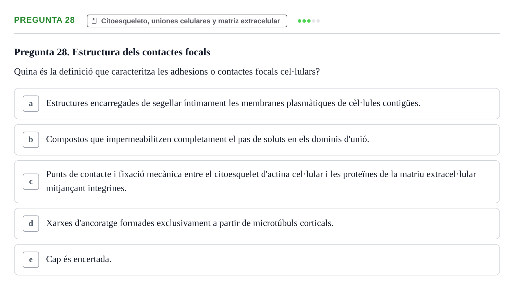 Enunciado: Pregunta 28 · Biología Celular UB 2001