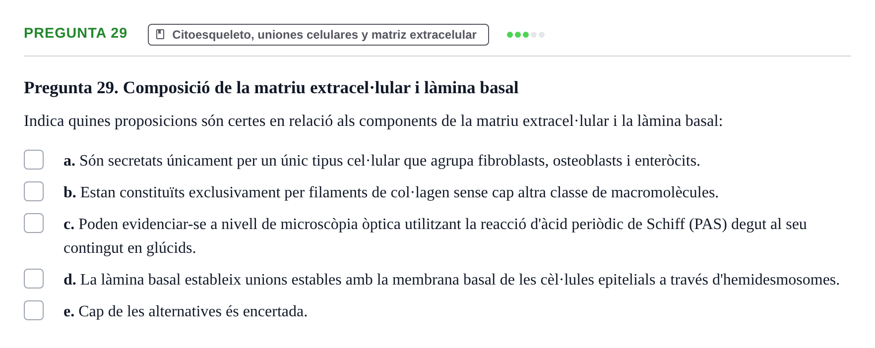 Enunciado: Pregunta 29 · Biología Celular UB 2001