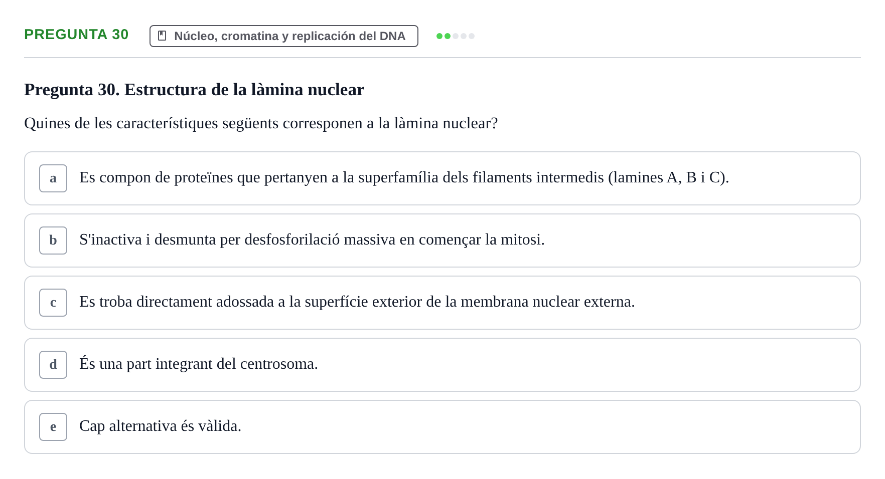 Enunciado: Pregunta 30 · Biología Celular UB 2001
