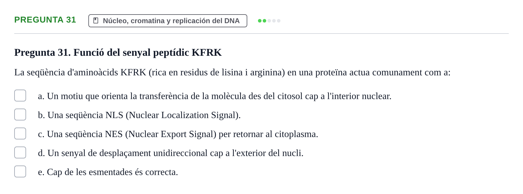 Enunciado: Pregunta 31 · Biología Celular UB 2001