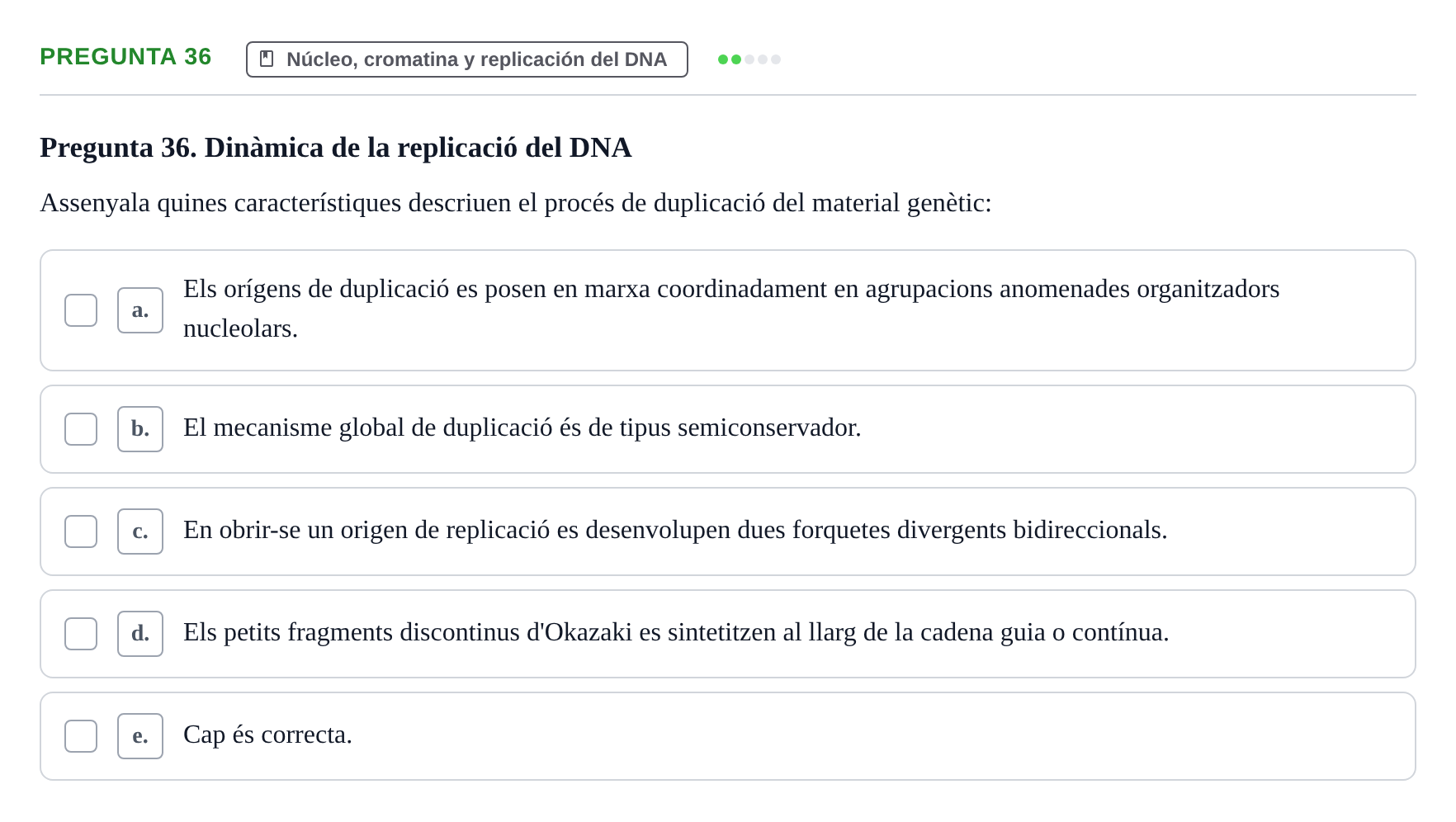Enunciado: Pregunta 36 · Biología Celular UB 2001