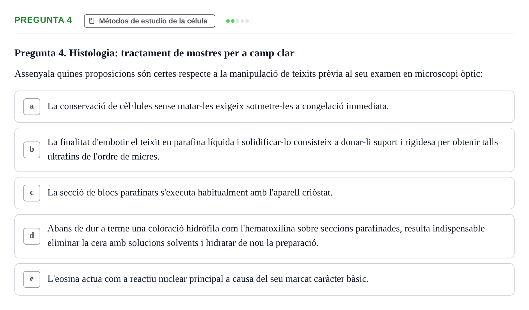 Enunciado: Pregunta 4 · Biología Celular UB 2001