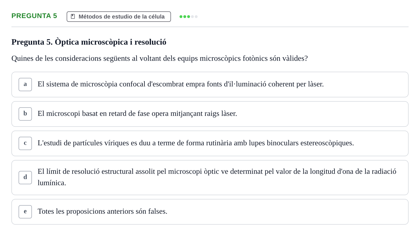 Enunciado: Pregunta 5 · Biología Celular UB 2001
