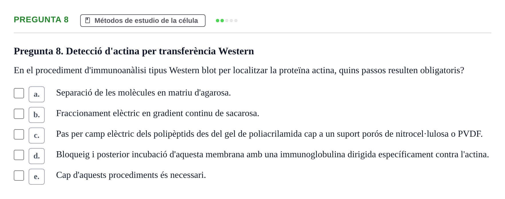 Enunciado: Pregunta 8 · Biología Celular UB 2001