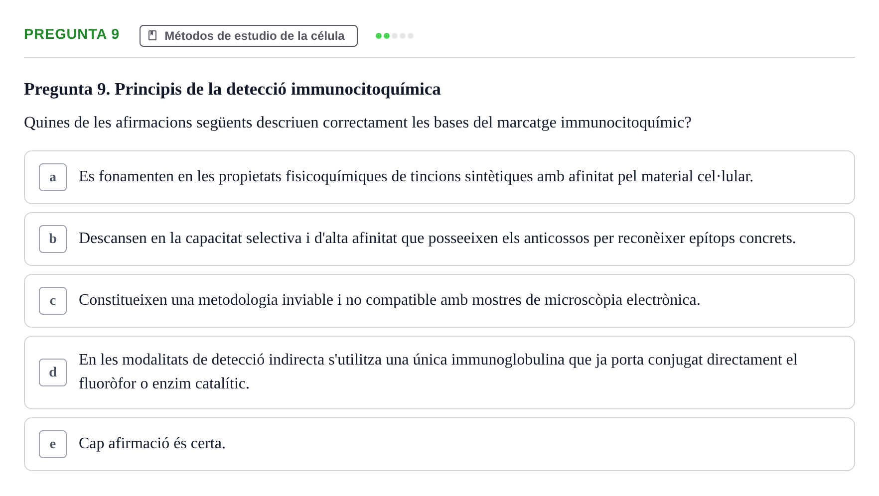 Enunciado: Pregunta 9 · Biología Celular UB 2001